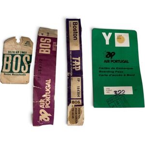 Vintage Delta Air Lines TAP Air Portugal Luggage Tags Boarding Pass Ephemera Lot